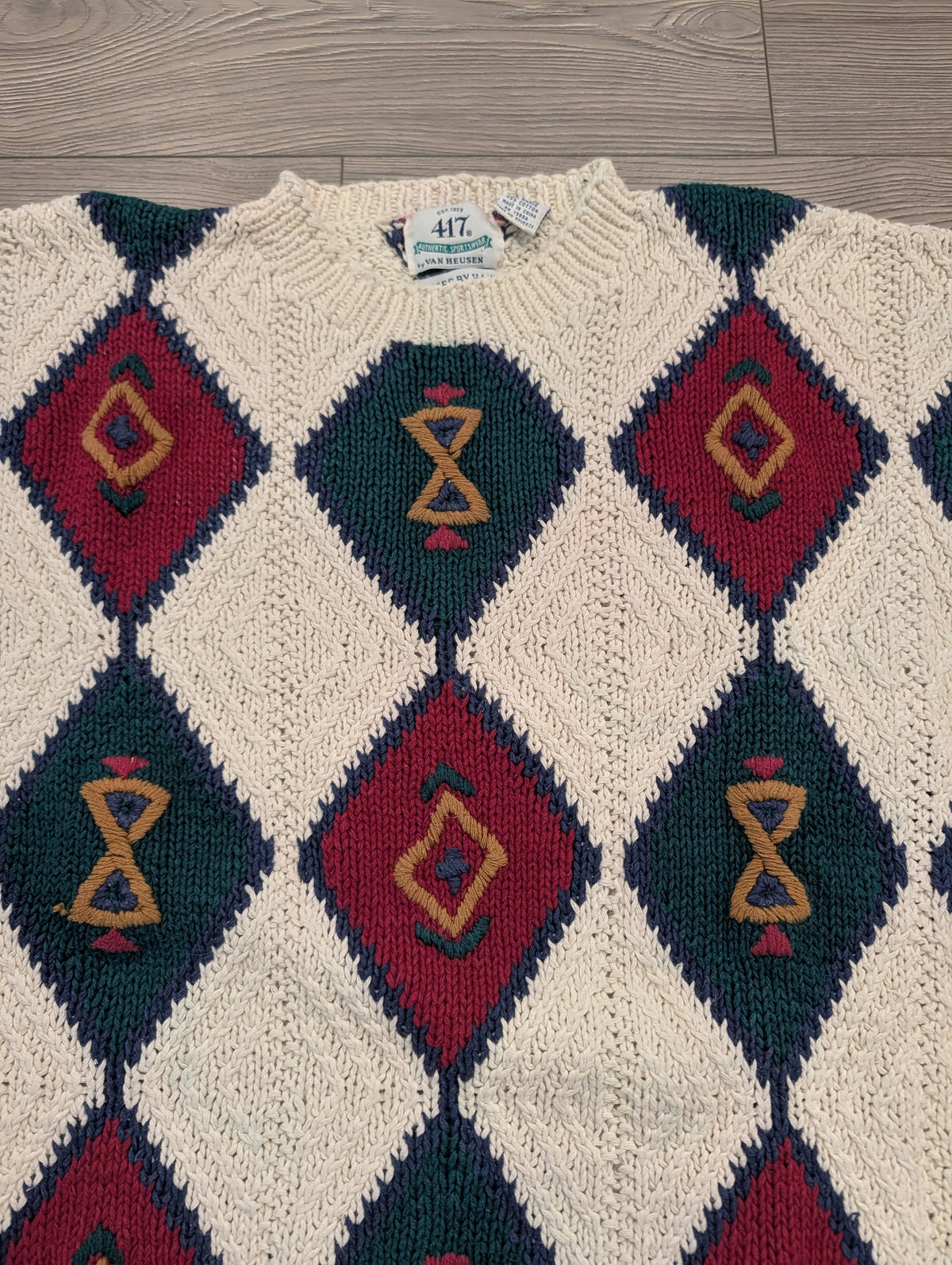 90s Van Heusen Argyle Knit Crewneck Sweater