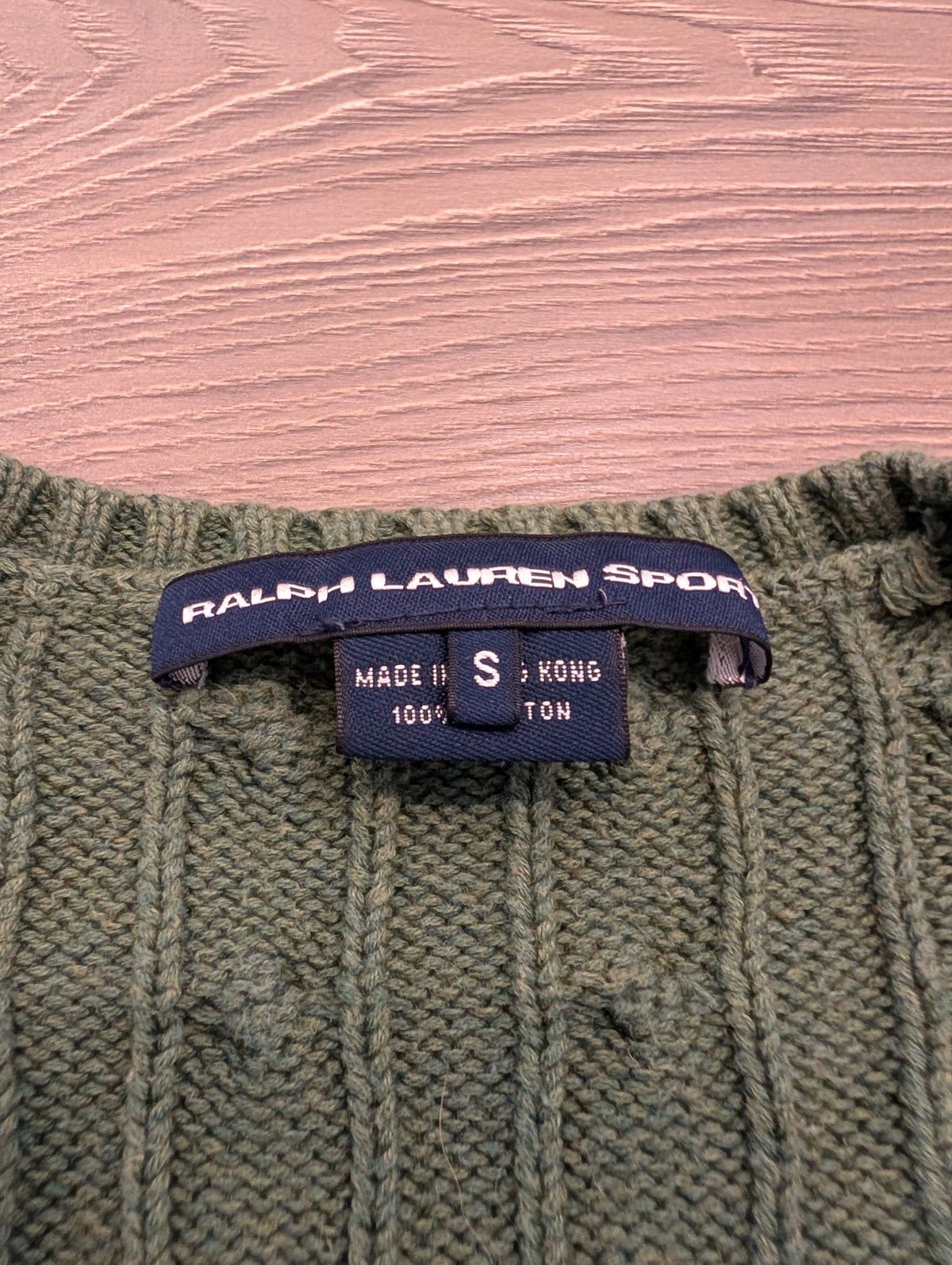 90s Women's Ralph Lauren Cable Knit V Neck Sweater