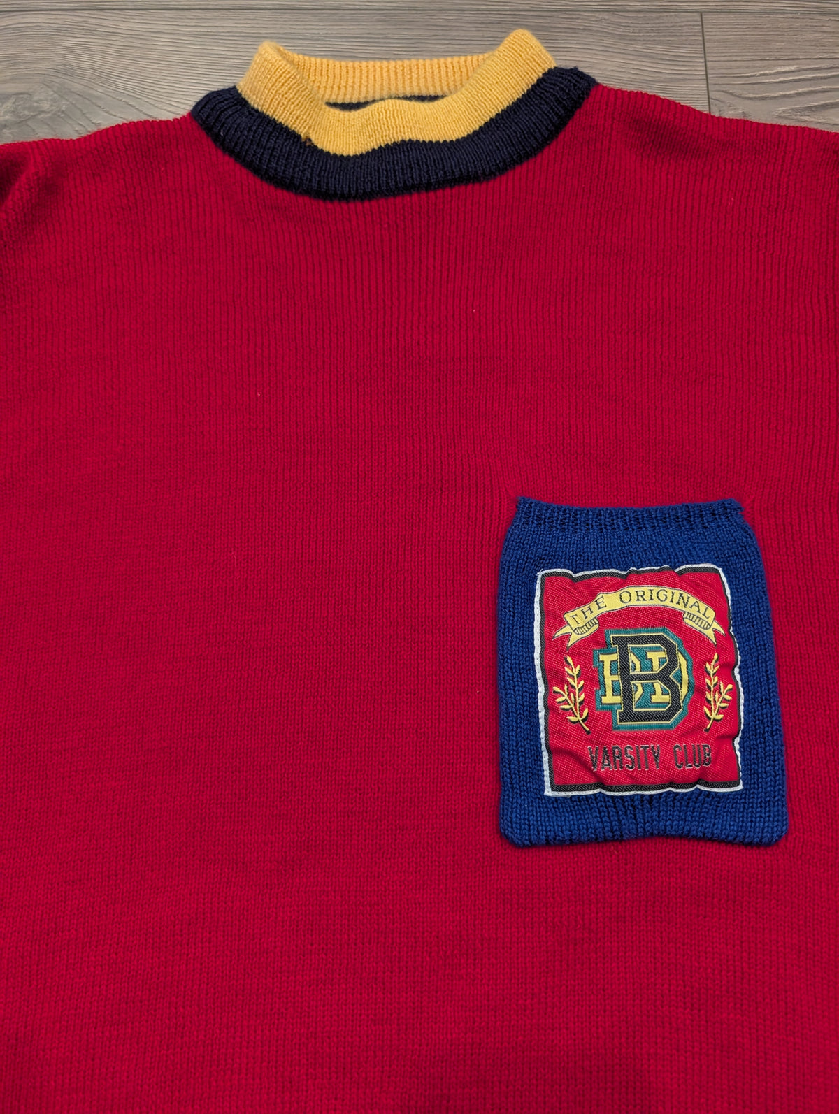 80s B.D. Baggies Varsity Club Knit Sweater