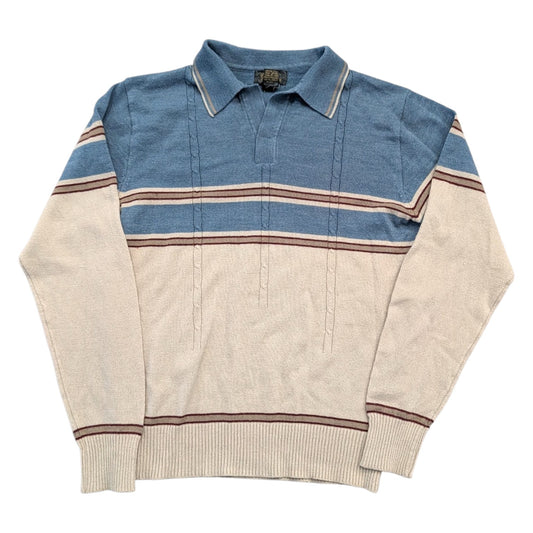 70s Striped Knit Polo Sweater