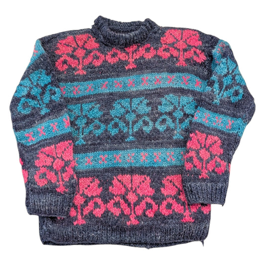 80s Women's Hand Knit Fair Isle Chunky Wool Sweater