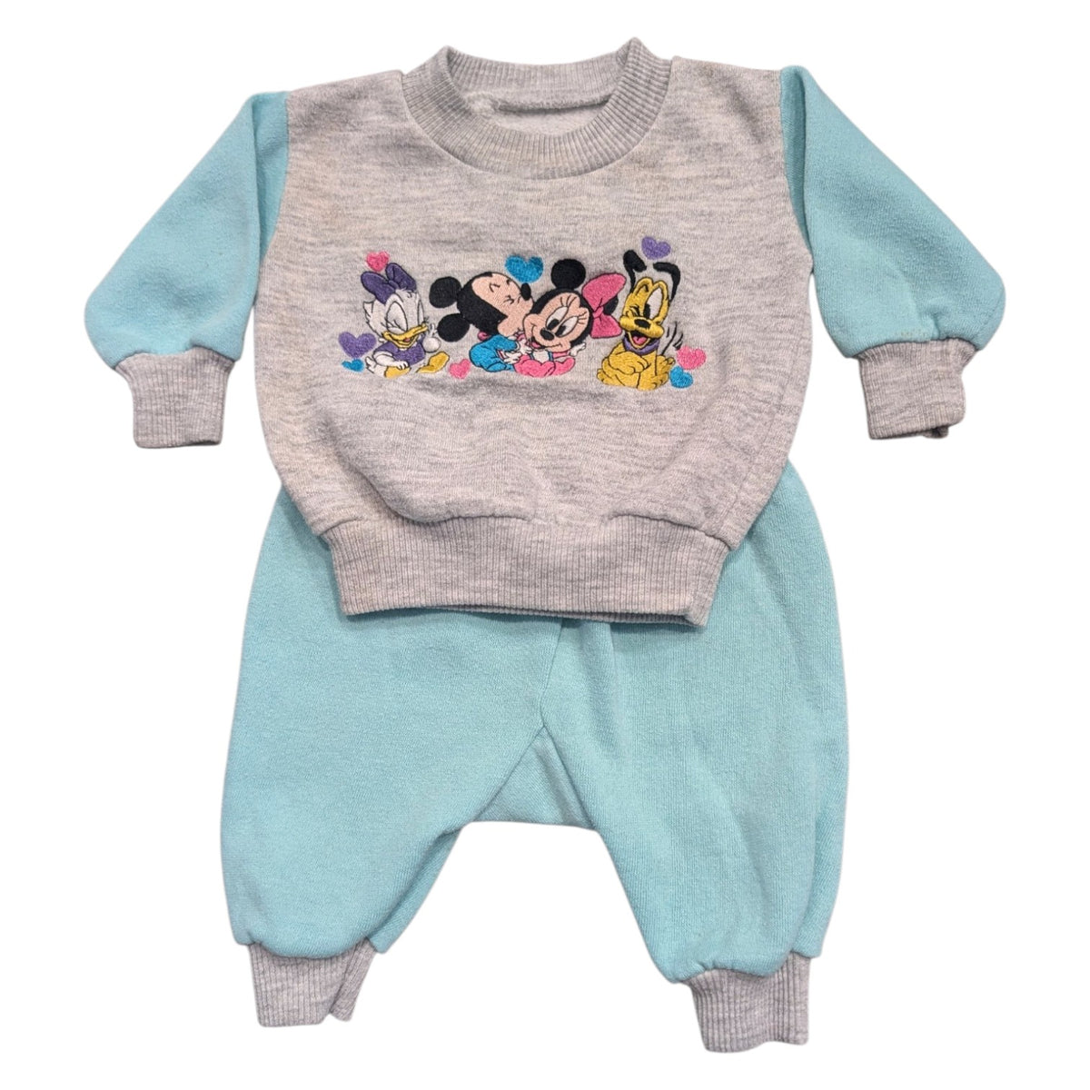 90s Youth Disney Baby Mickey Mouse and Friends 2 Piece Sweatsuit