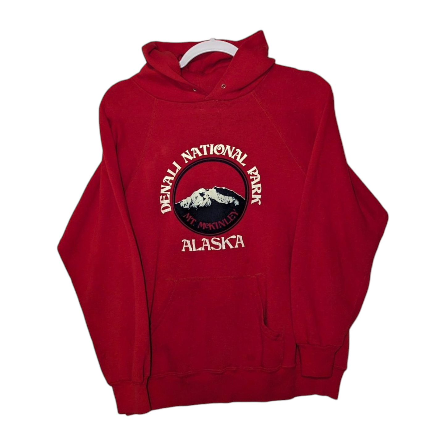 70s / 80s Denali National Park Alaska Mt McKinley Red Hoodie