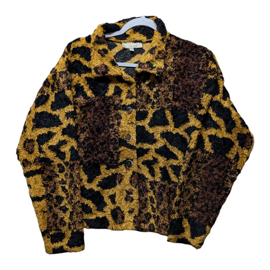 80s Cache Leopard Print Furry Women's Button Up