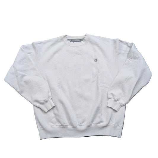 Y2K Champion Blank White Crewneck Sweatshirt