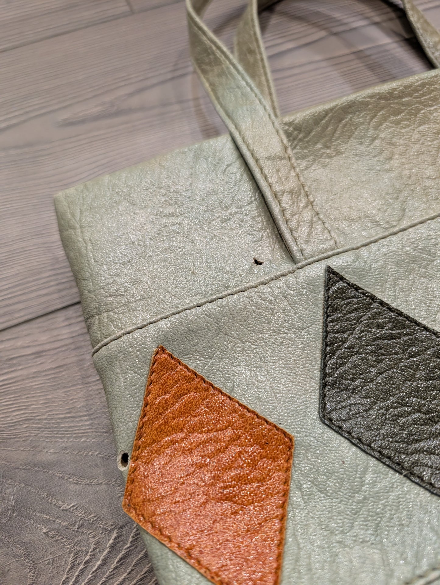 70s Bohemain Leather Geometric Patchwork Shoulder Bag