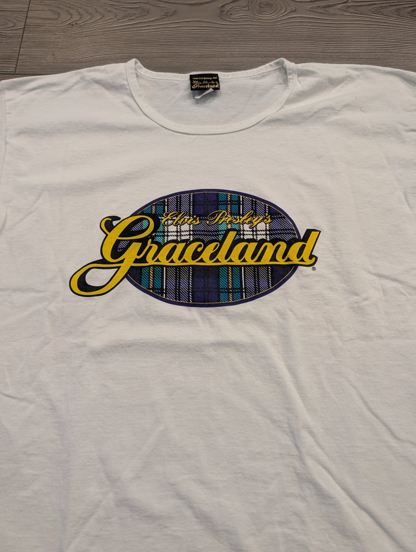 90s Women's Elvis Presley Graceland Plaid T shirt