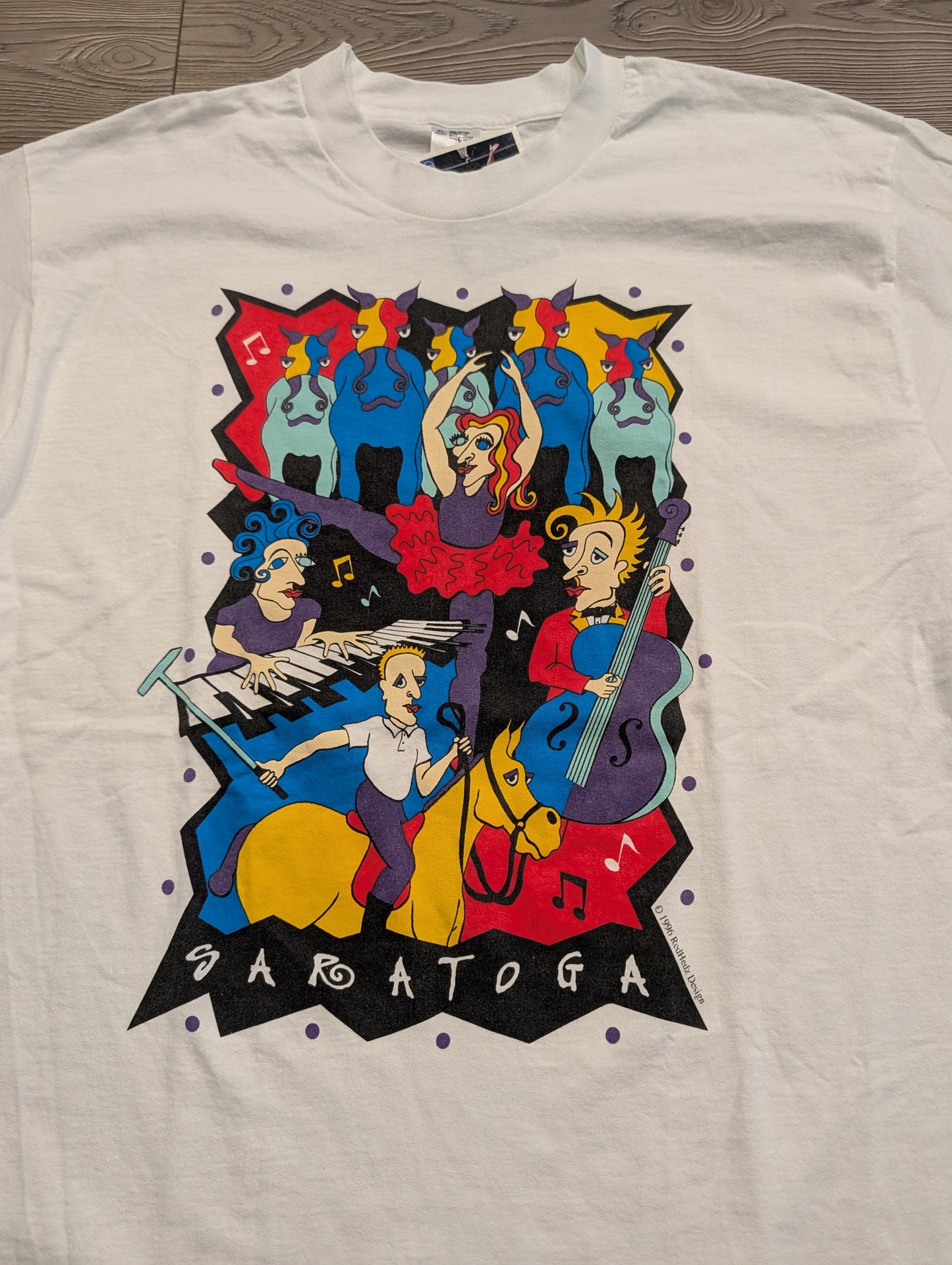 1996 Saratoga Large Art Graphic T shirt