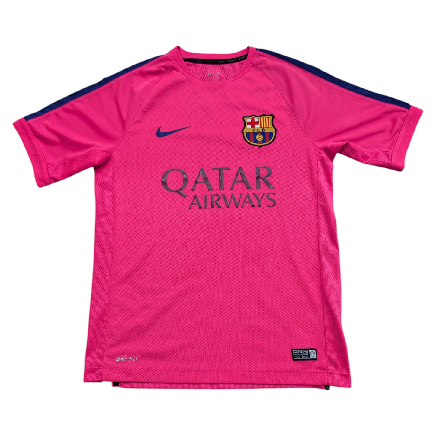 2000s Nike Qatar Airways Neon Pink FCB Barcelona Dri-Fit Soccer Jersey