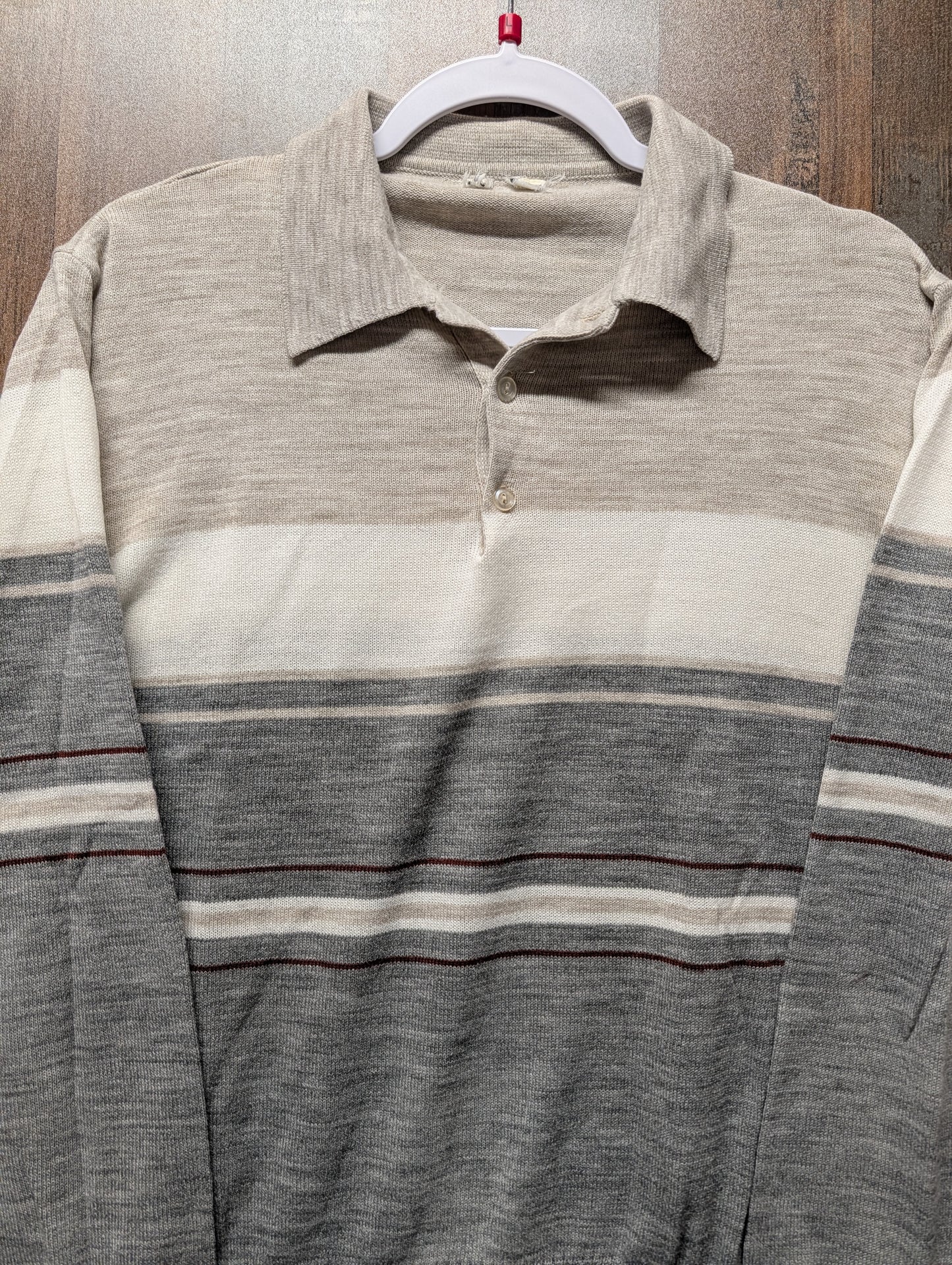 70s / 80s Striped Collared Long Sleeve Polo Shirt