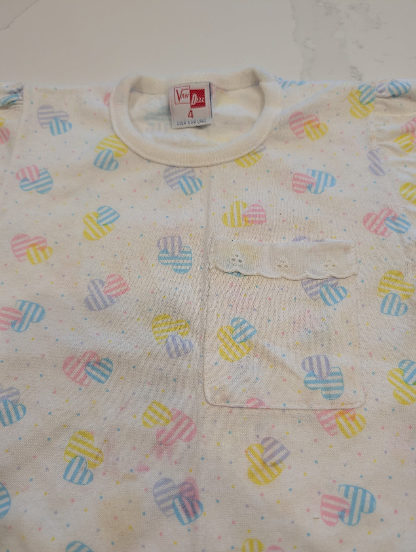 80s Youth AOP Pastel Colored Hearts T shirt