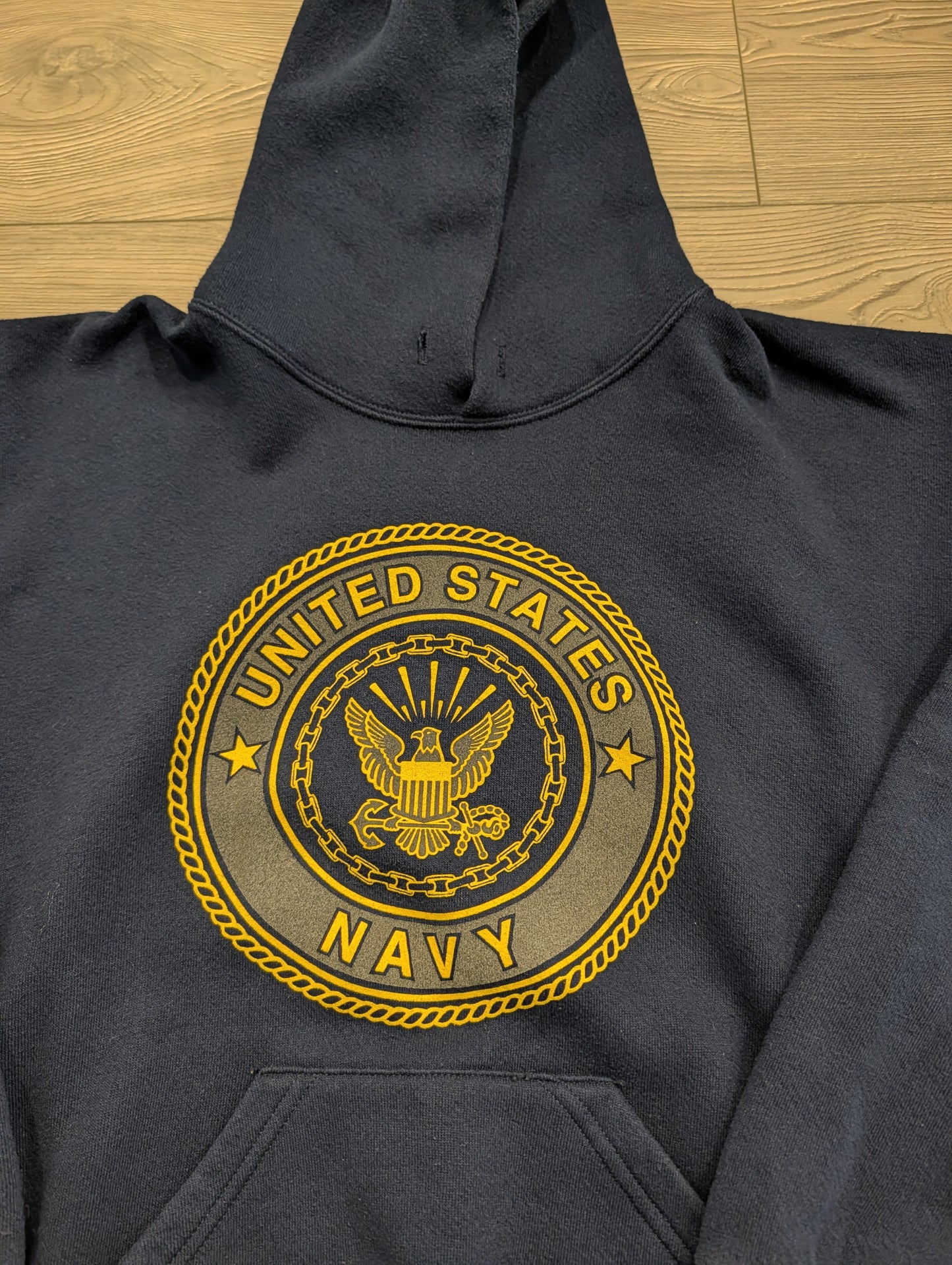 90s U.S Navy Pullover Reflective Hooded Sweatshirt