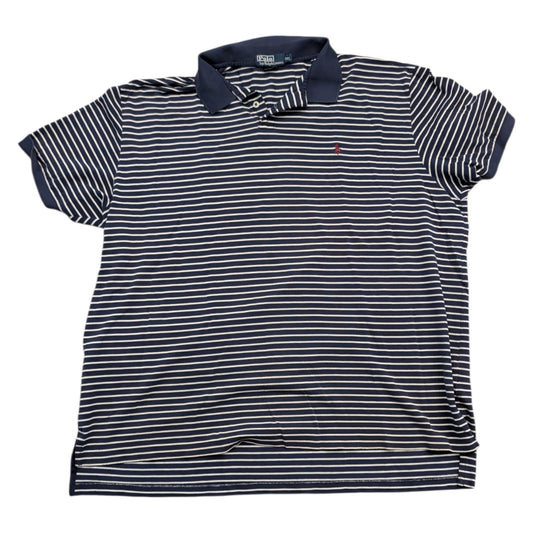 90s Ralph Lauren Navy and White Horizontal Striped Polo Shirt