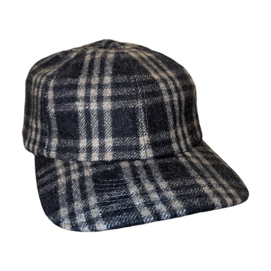 Y2K Wool Plaid Baseball Hunting Hat