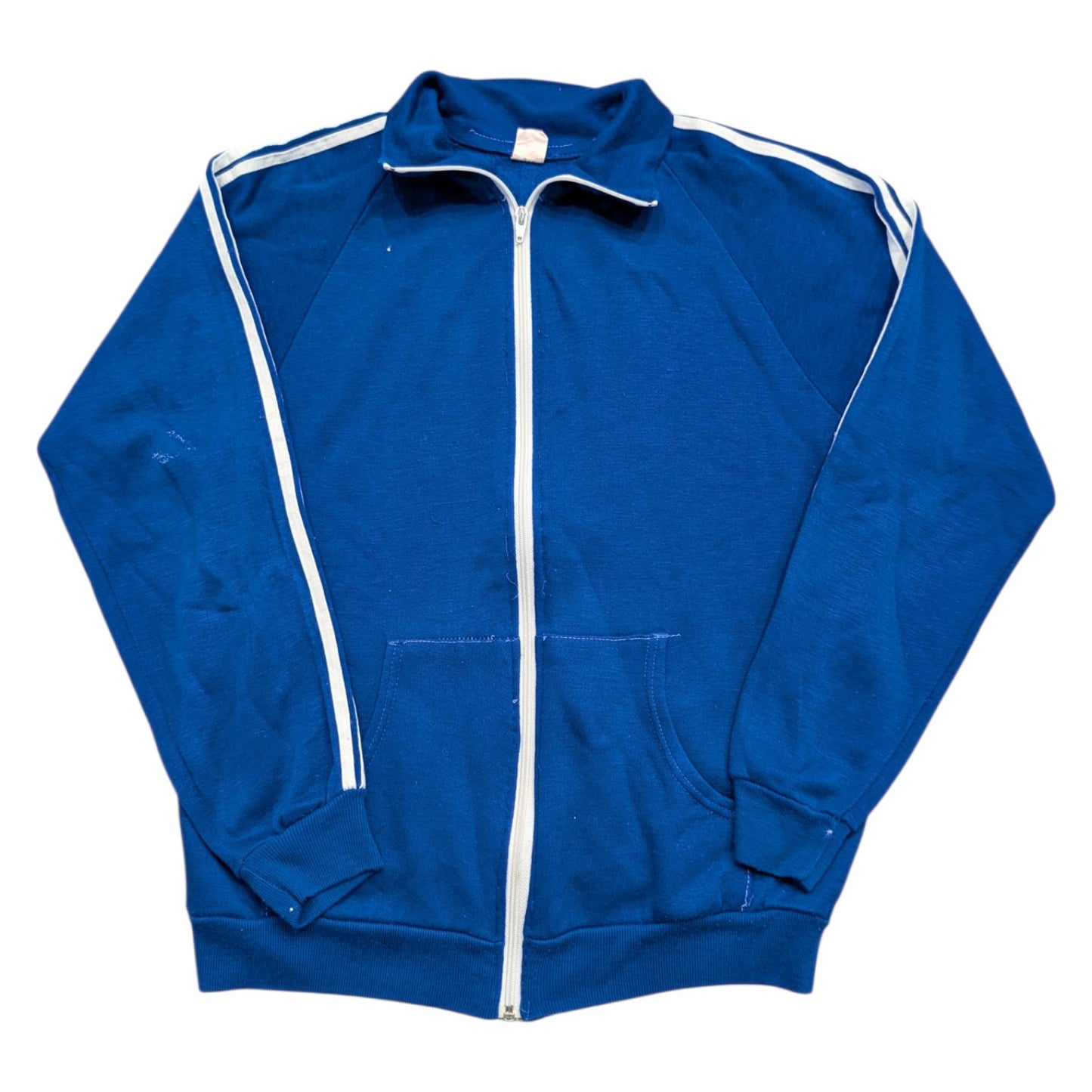 70s Full-Front Zip 3 Striped Sleeves Sweatshirt