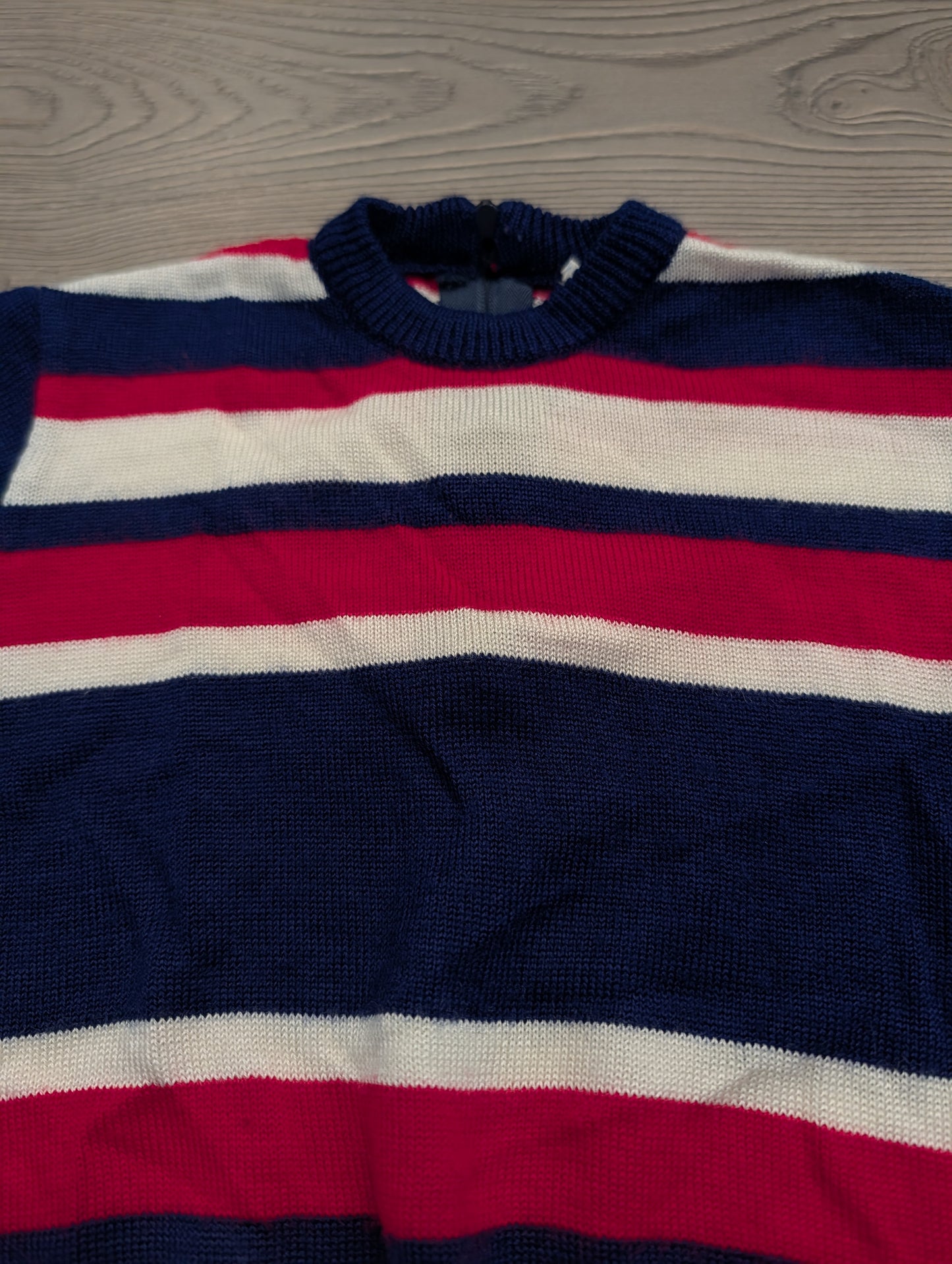 70s Youth Red White and Blue Striped Short Sleeve Knit Shirt
