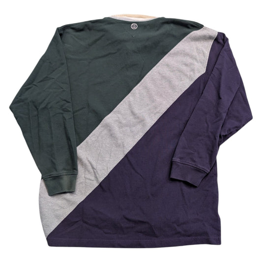 90s Tommy Hilfiger Textured Block Colored Long Sleeve Polo Shirt