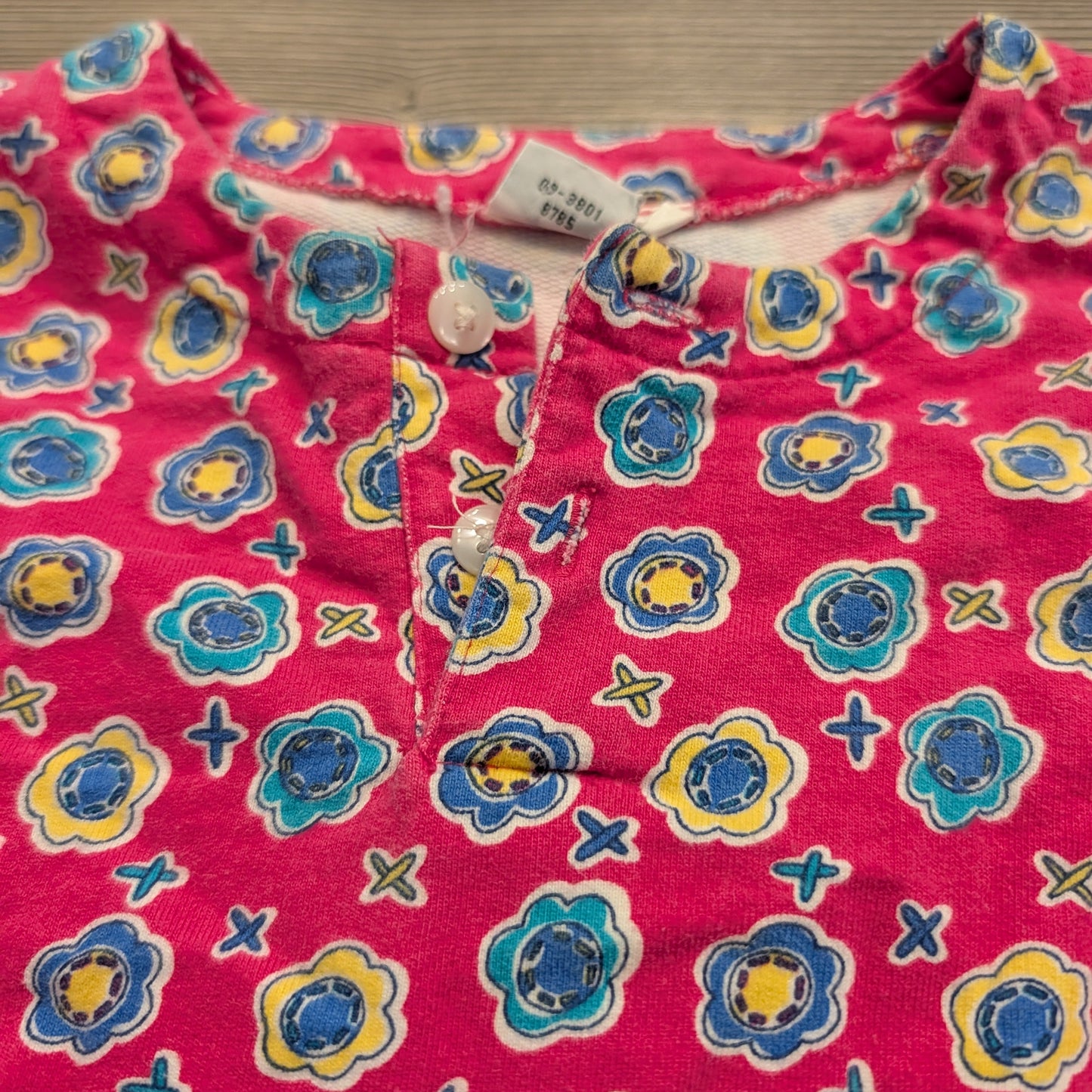 90's Youth AOP Colorful Print 2 Button Polo Style Girls T shirt