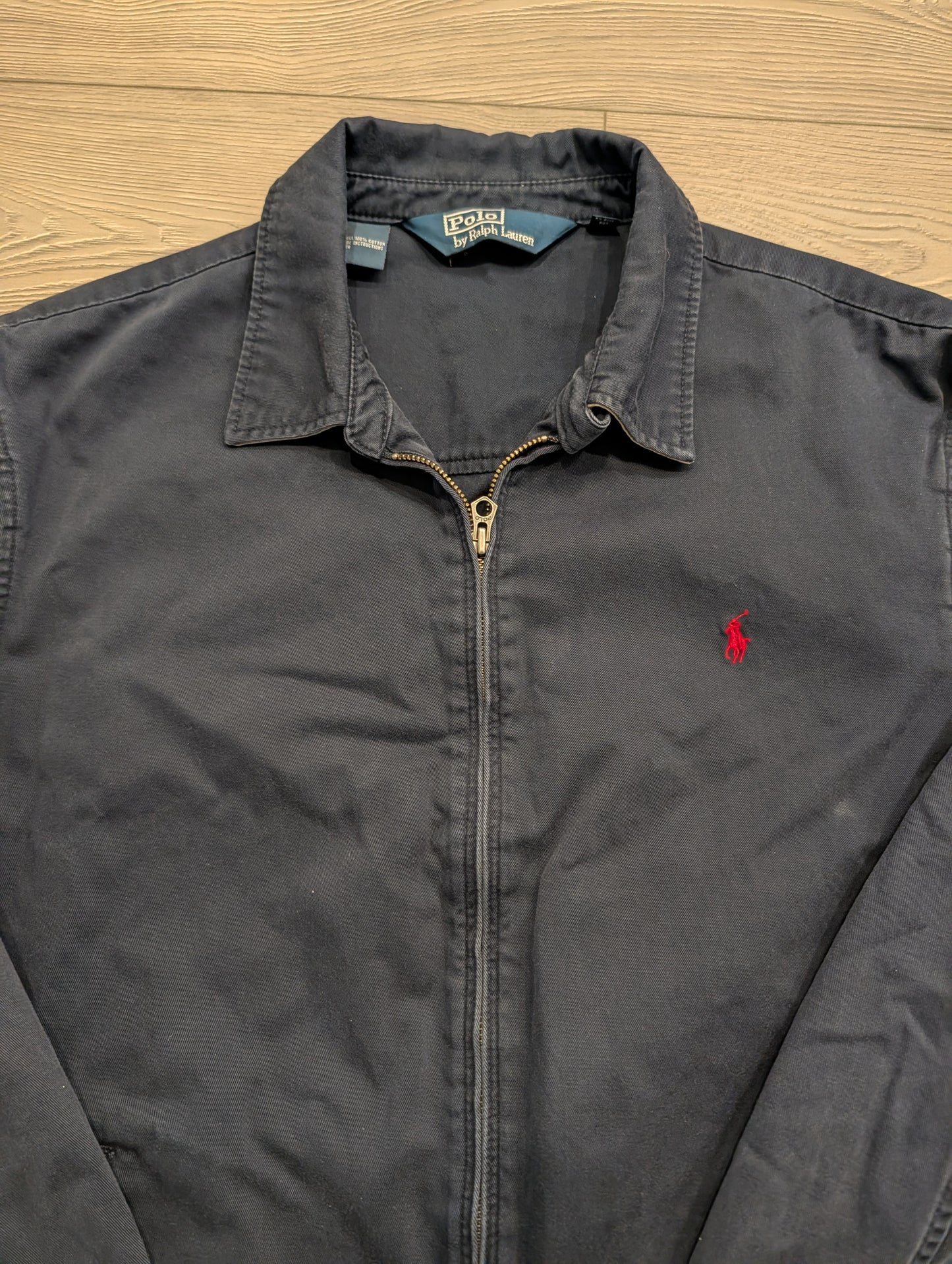 90s Polo Ralph Lauren Men's Navy Harrington Mid Length Jacket