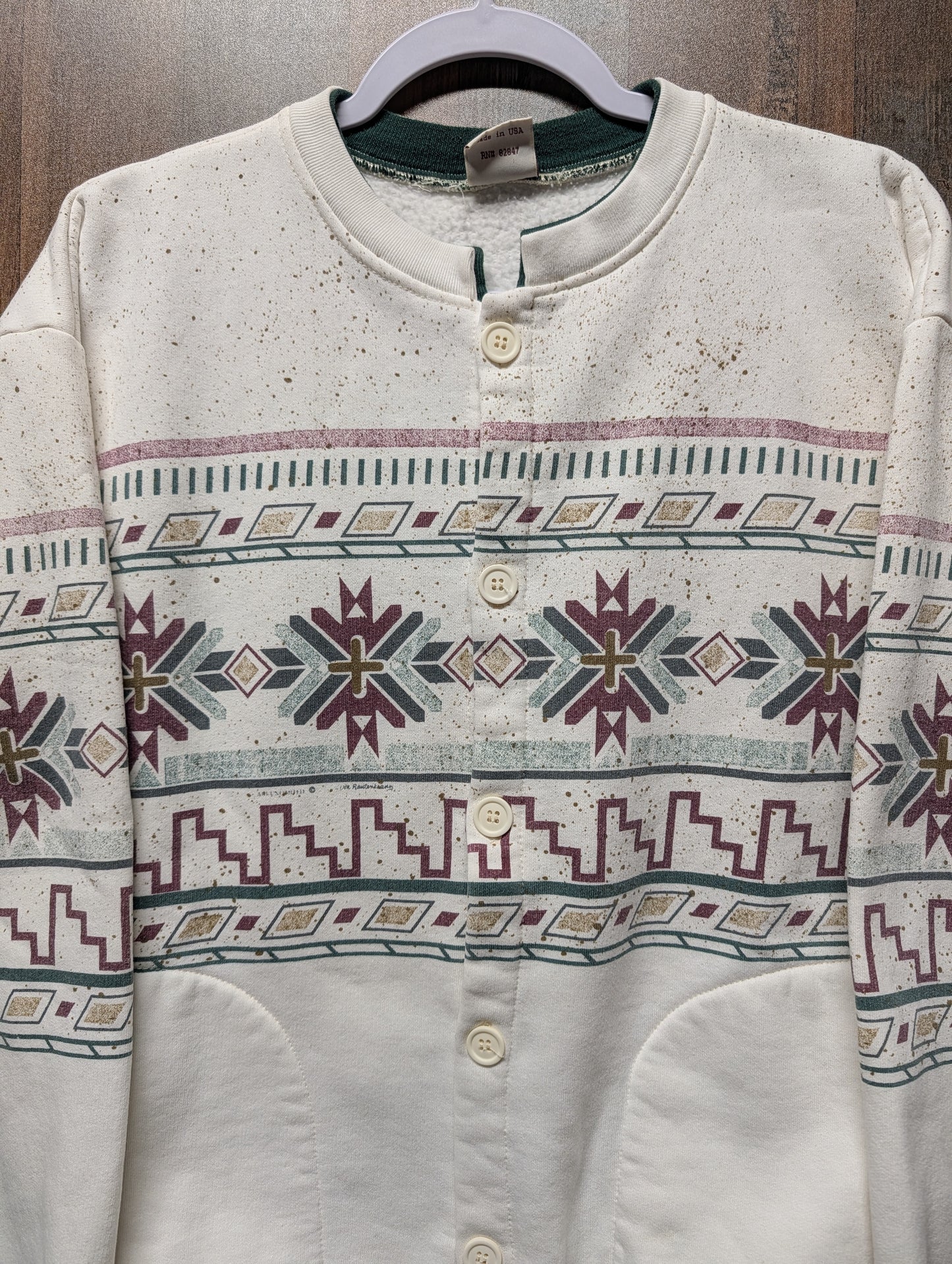 90s Winter Snowflake Granny Cardigan Sweater