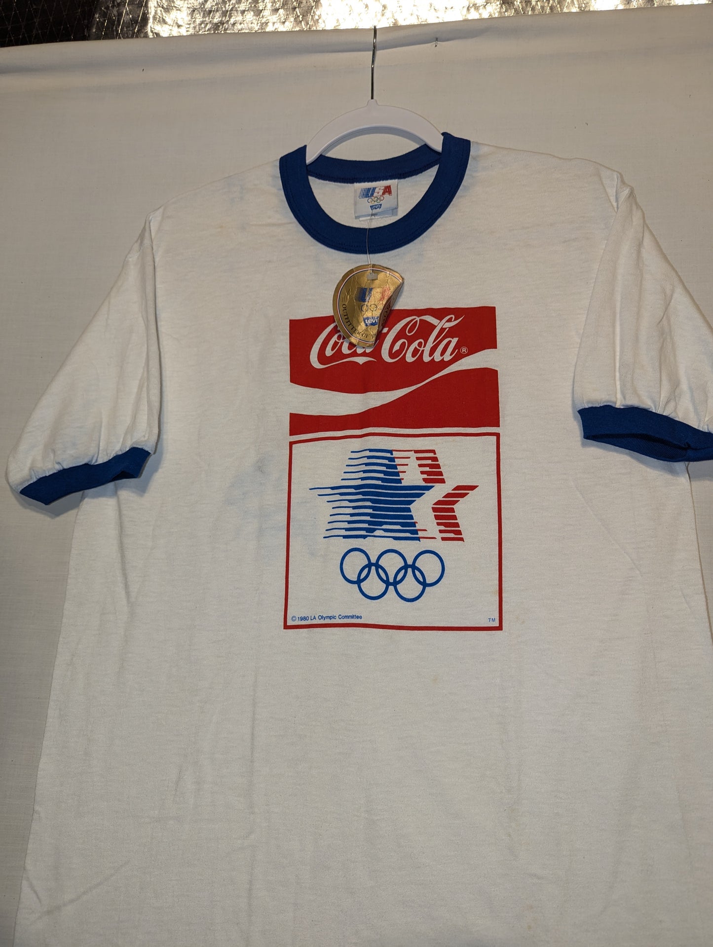 1980 USA Coca Cola Olympic ringer t shirt