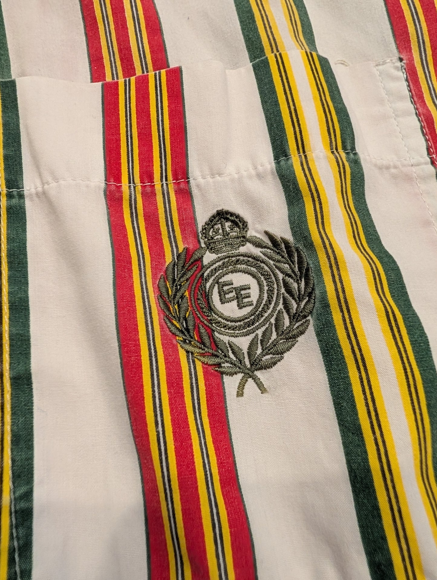 90's Vertical Striped Button Up Short Sleeve Shirt