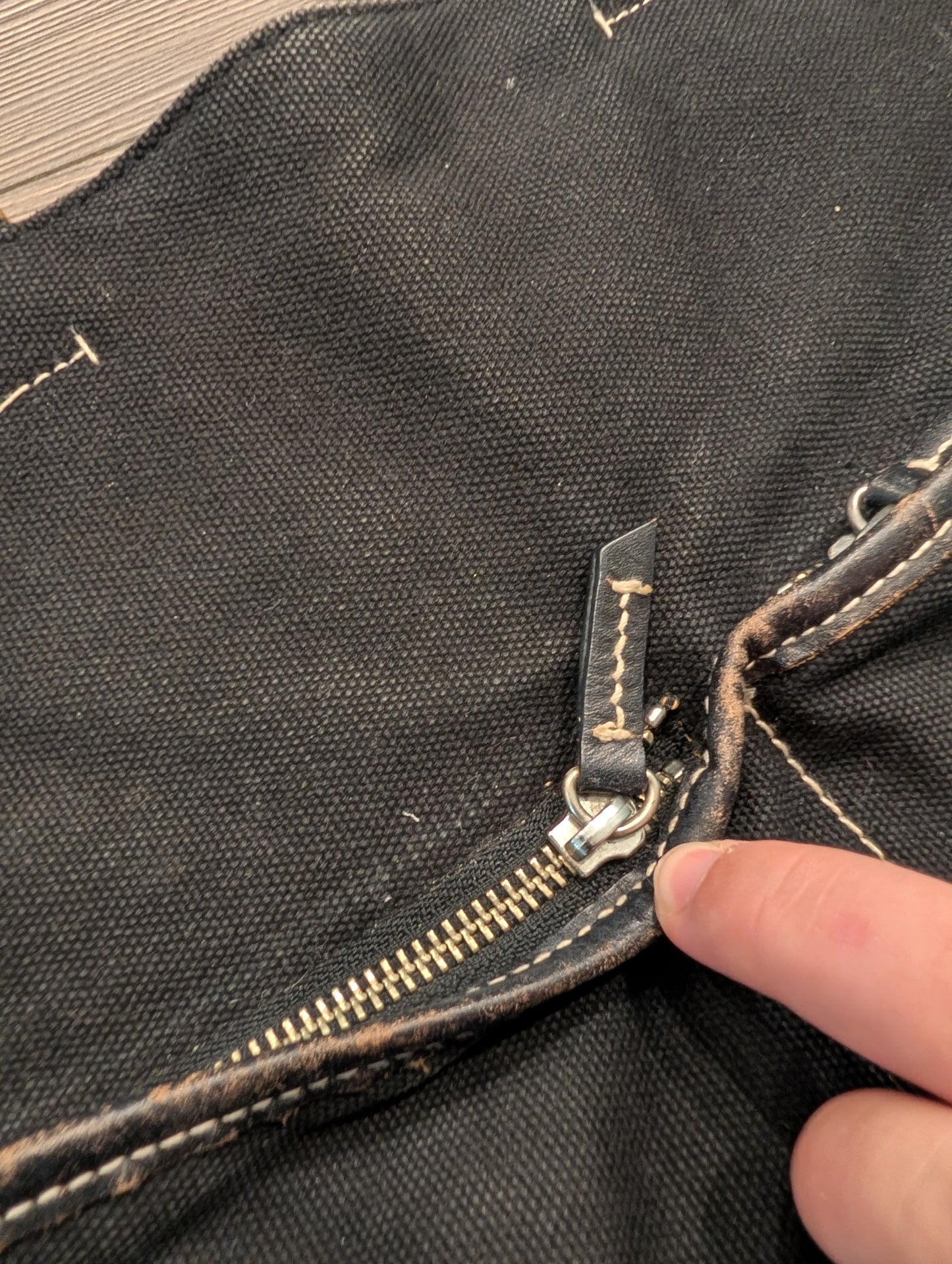 Y2K Gap Leather Strap Canvas Tote Bag