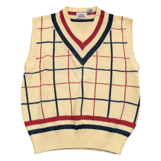 80's Yellow V Neck Sweater Vest