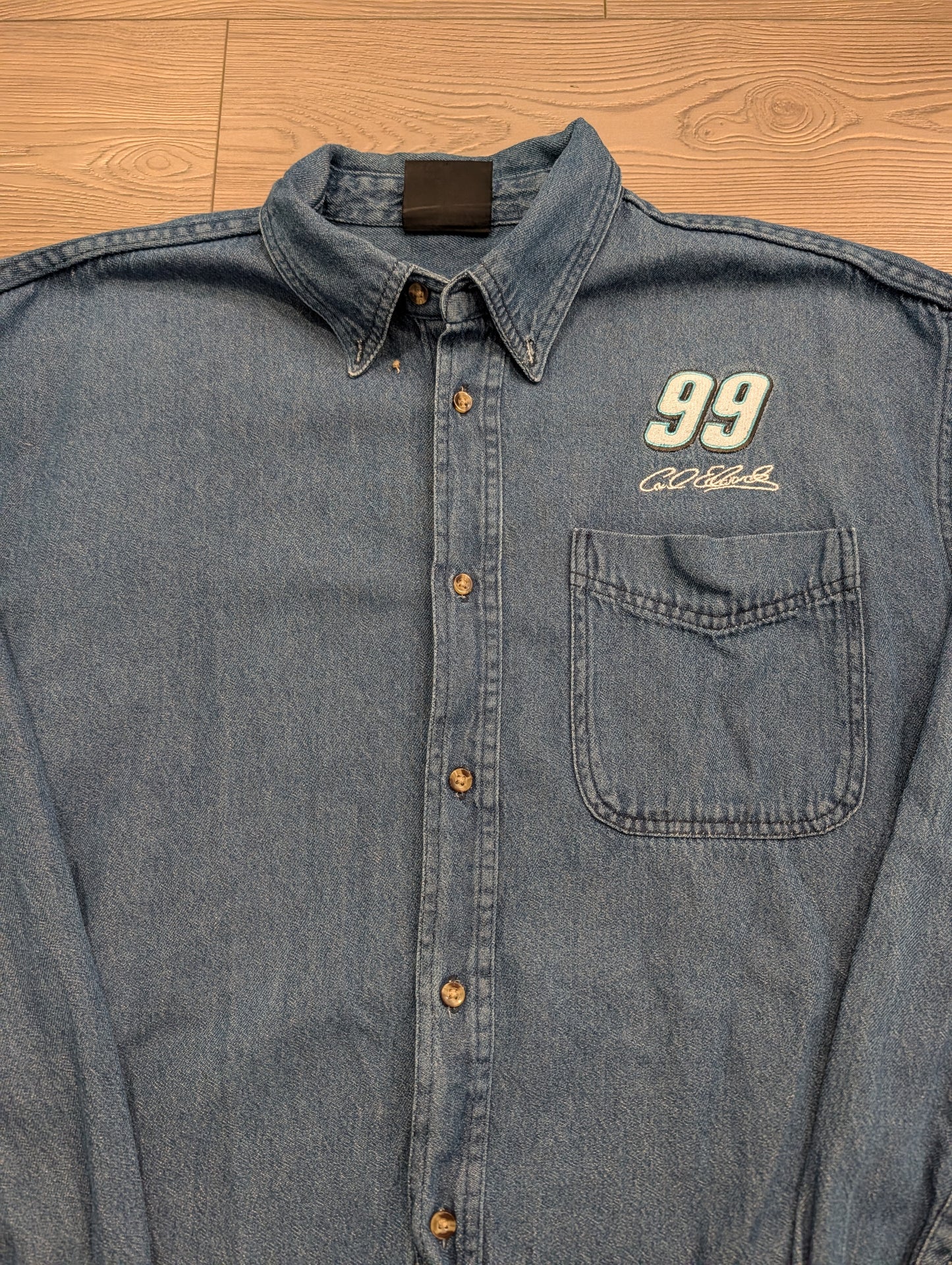 Y2K Carl Edwards NASCAR Long Sleeve Denim Shirt