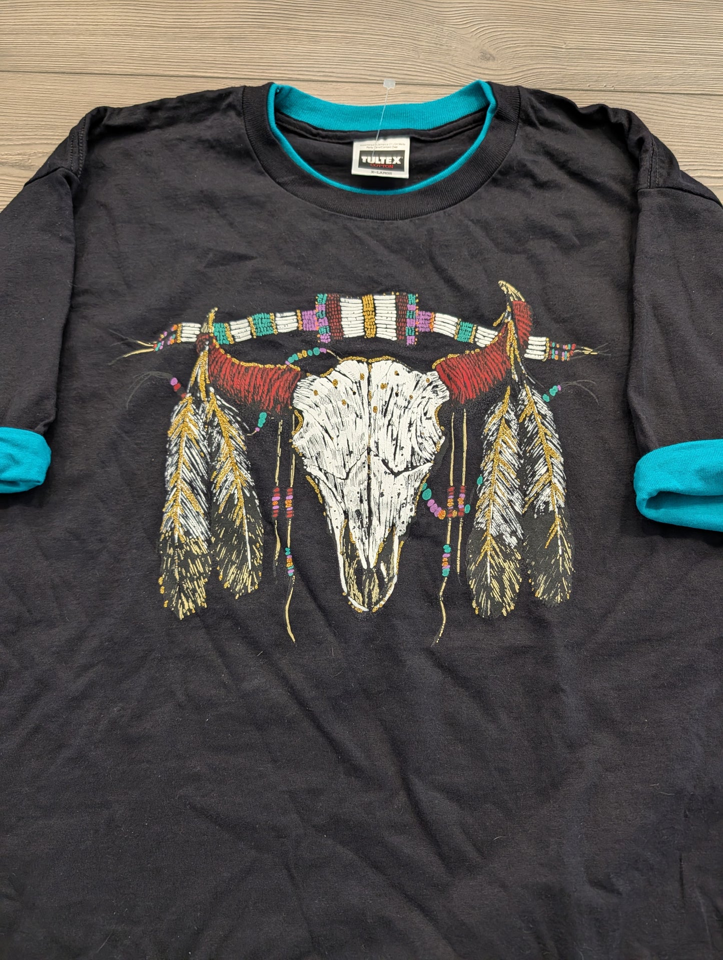 90s Native American Bull Skull T Shirt