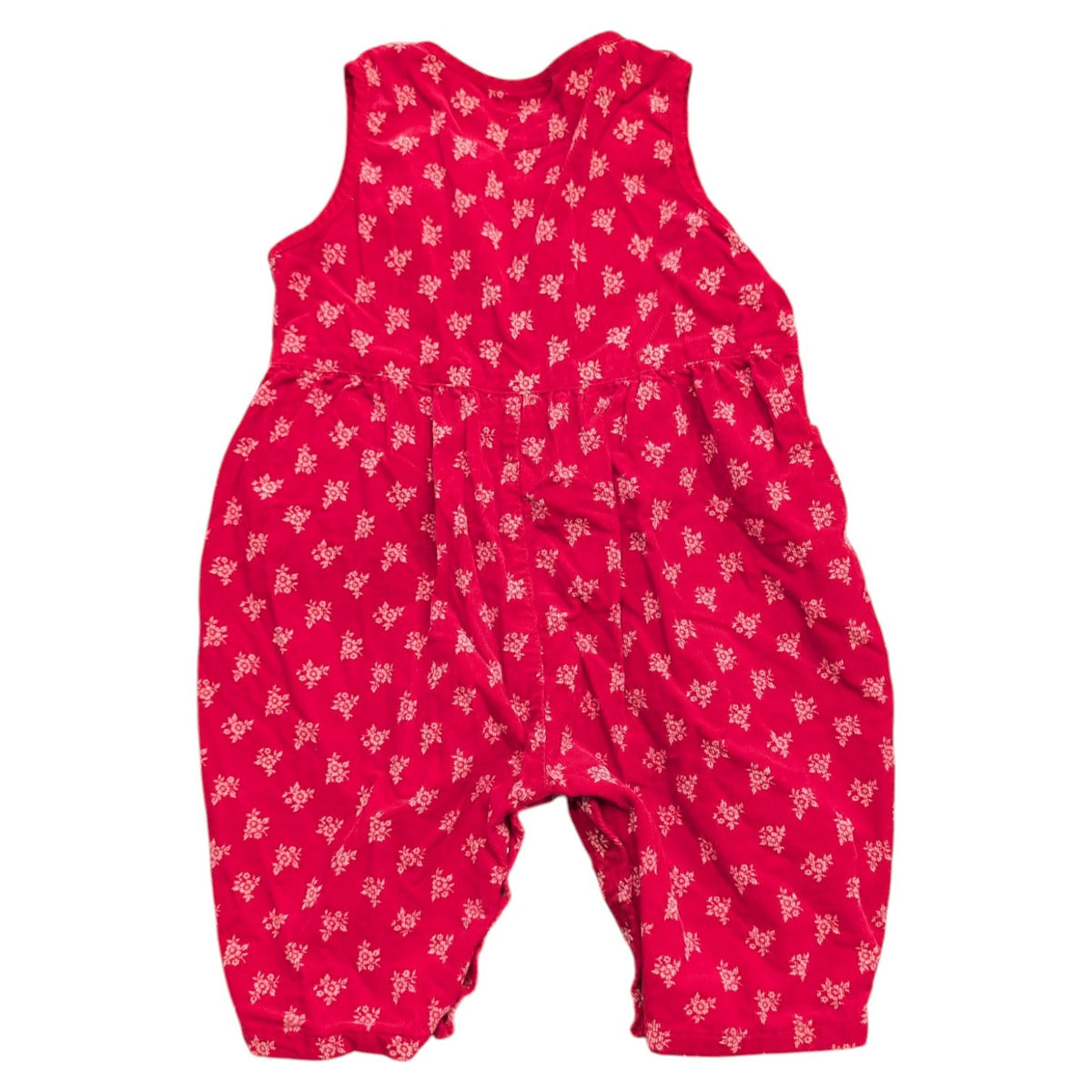 90s Youth Baby Gap Red with AOP White Flowered Corduroy Jumper