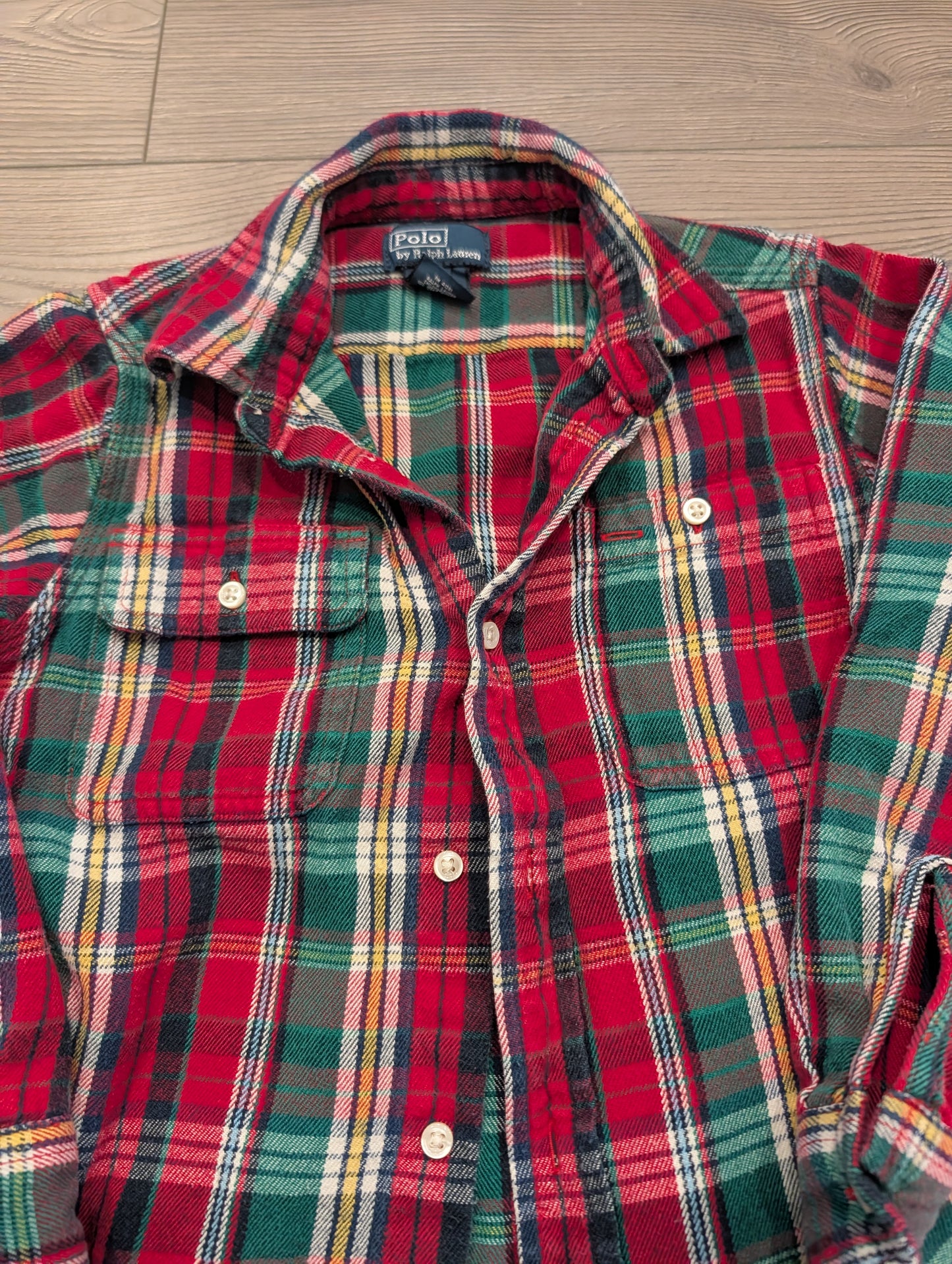 '90s Youth Polo by Ralph Lauren Red Plaid Longsleeve Button-up Flannel Shirt