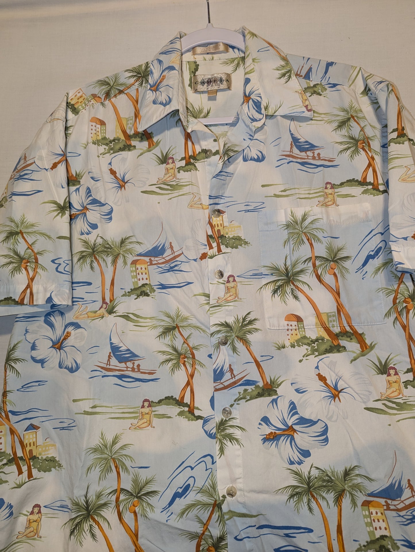 80s Hawaiian Palmtree Button Up shirt