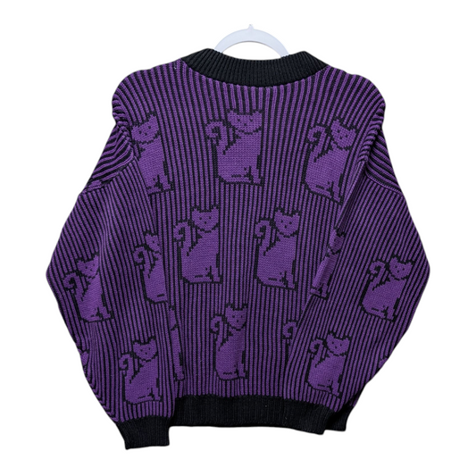 80s Knit Cat AOP Granny Sweater