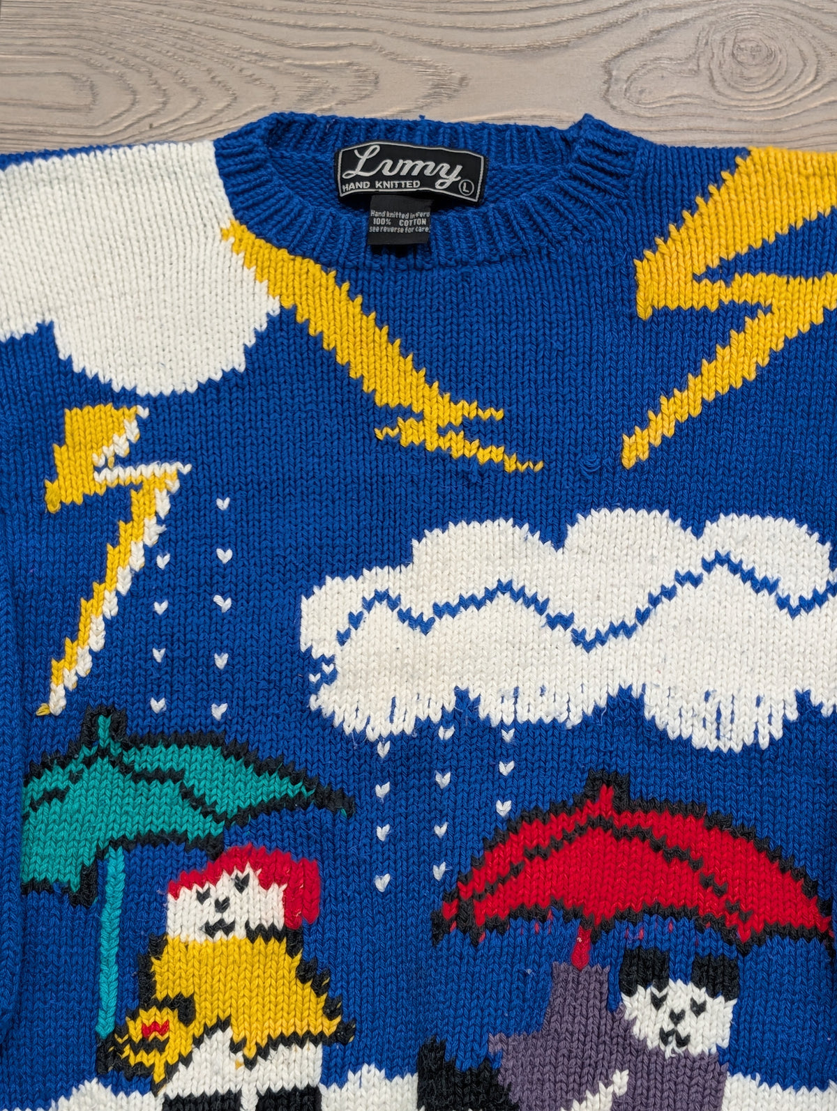 80s/90s Youth Lumy Hand Knit Sweater with Front and Back Graphics