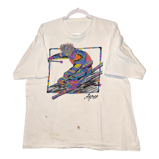 Vintage 1992 Aspen Ski art t shirt