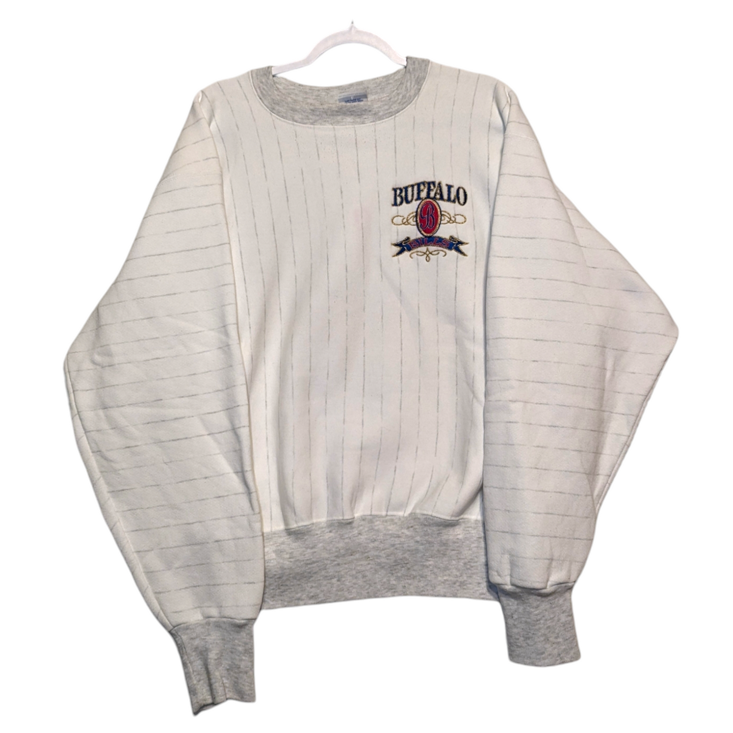 90s Buffalo Bills Pinstripe Crewneck Sweatshirt