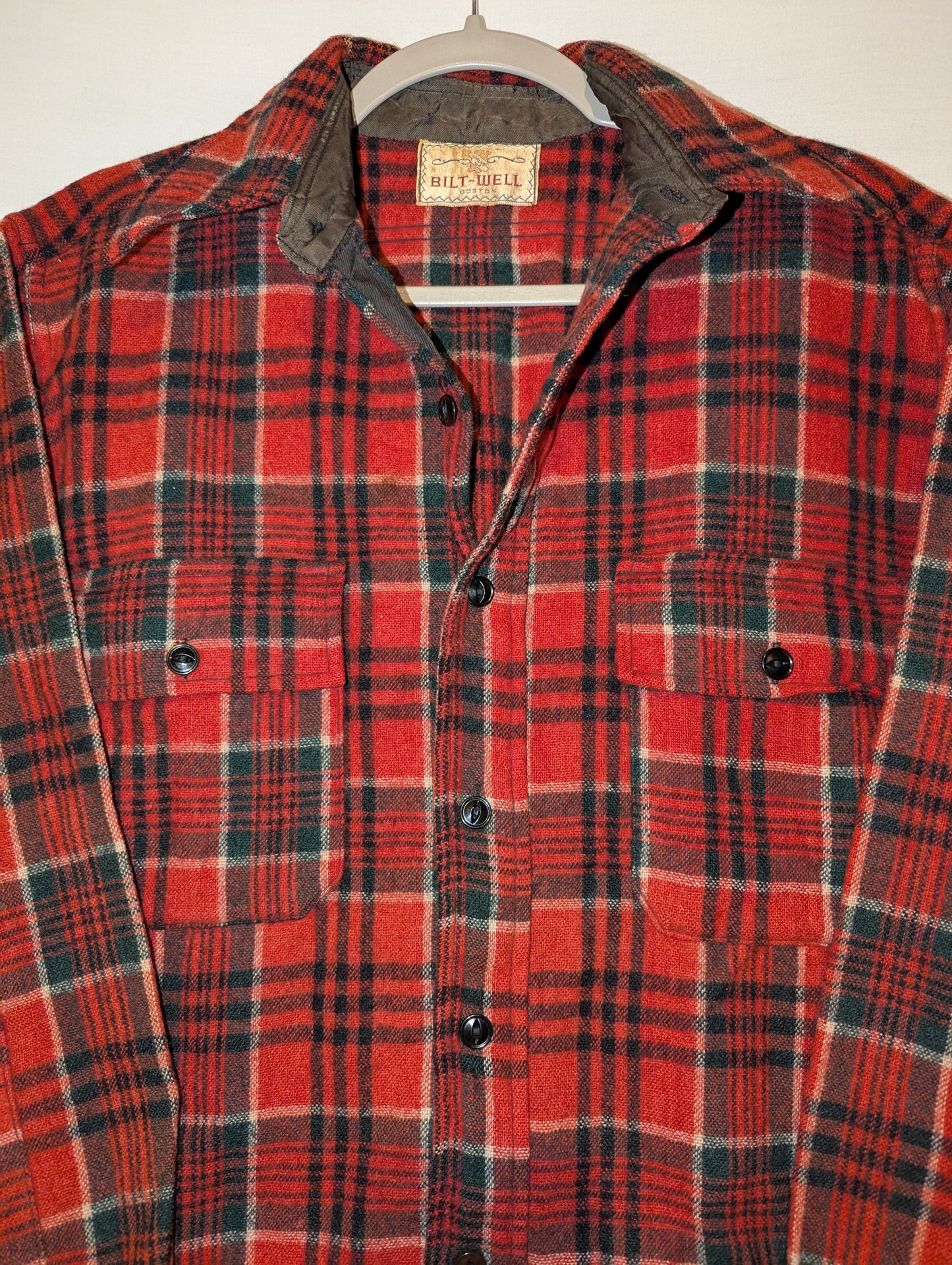 Vintage 1950s Bilt-Well Red and Black Flannel Field Shirt