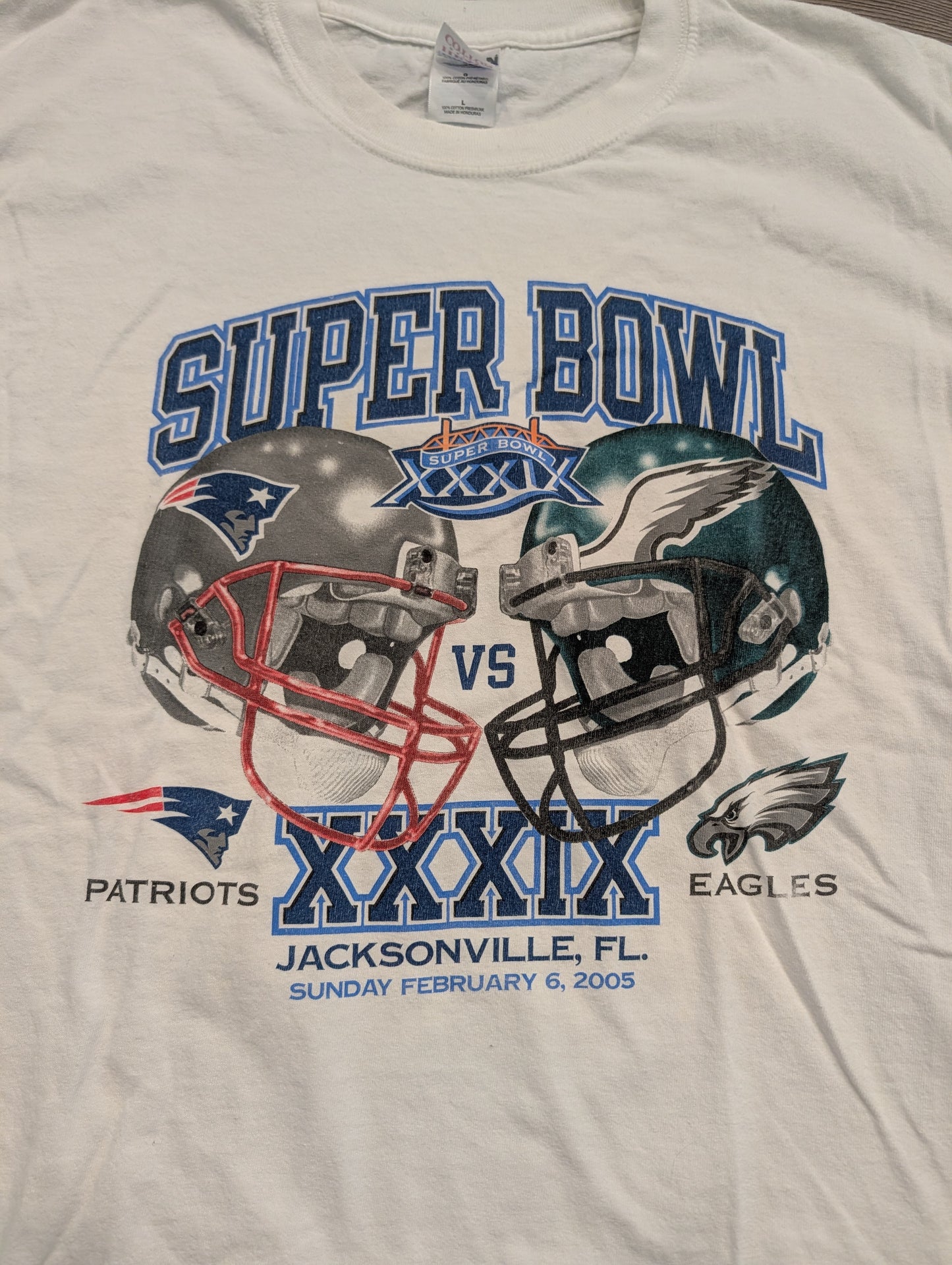 2005 Superbowl XXXIX Patriots vs. Eagles Short Sleeve T Shirt