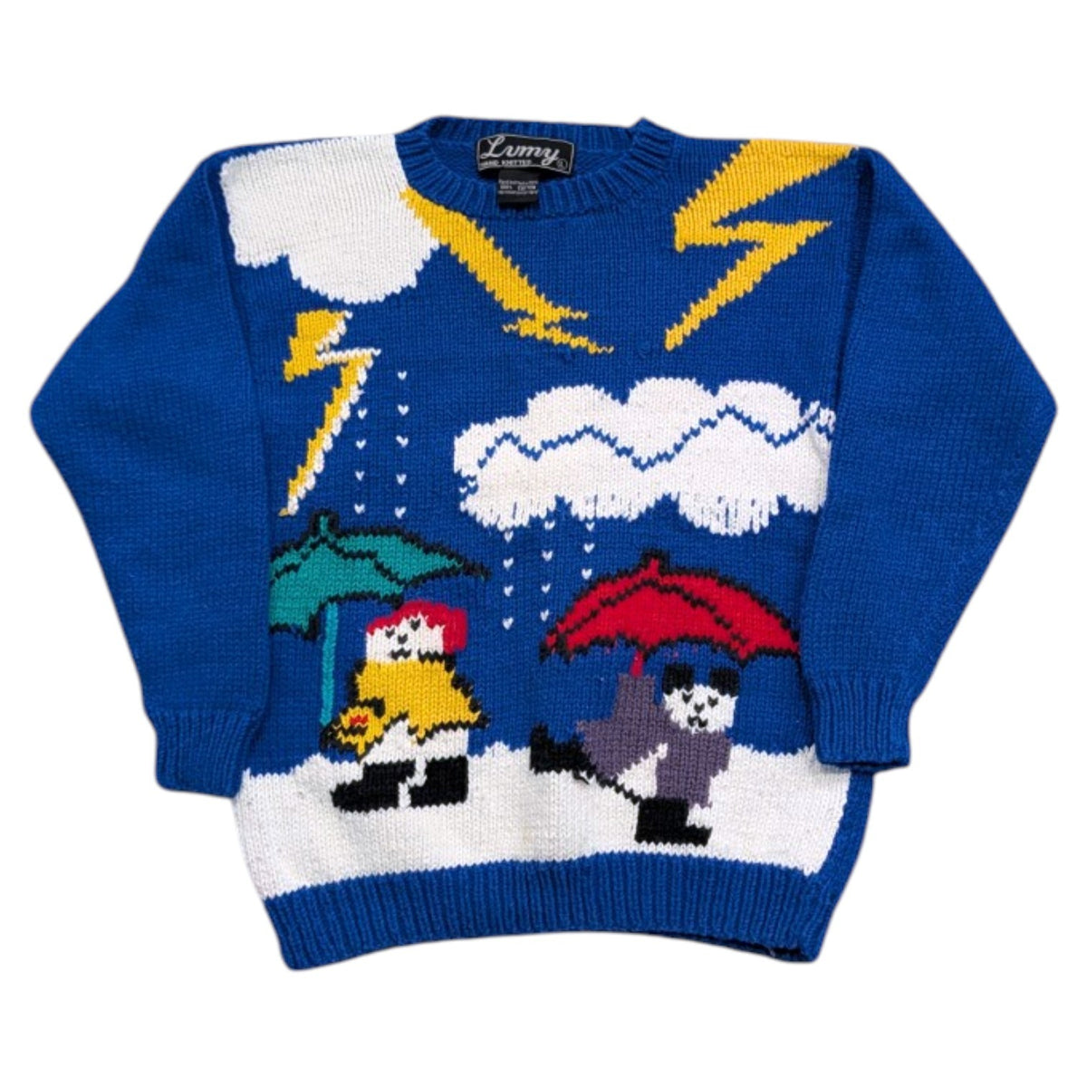 80s/90s Youth Lumy Hand Knit Sweater with Front and Back Graphics