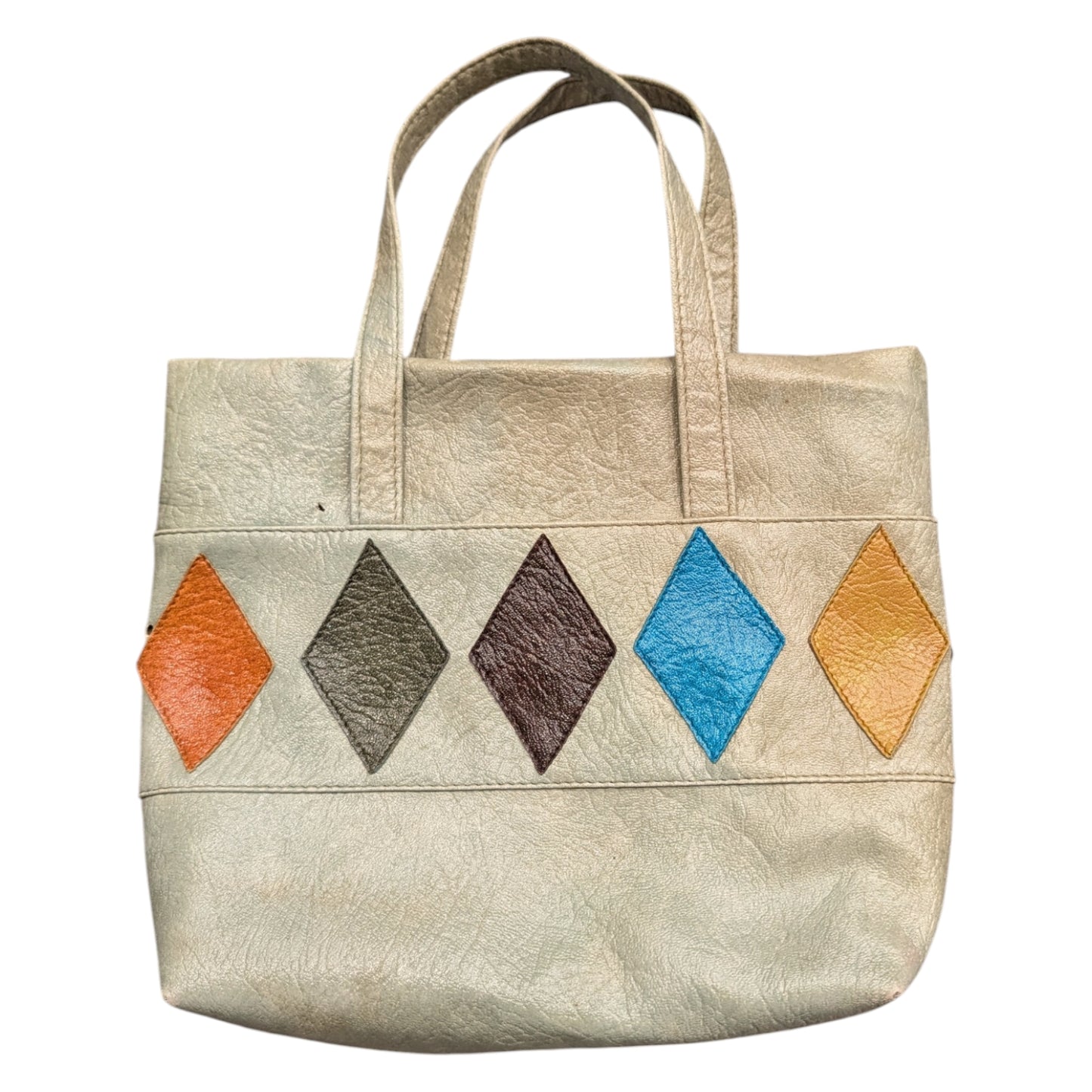 70s Bohemain Leather Geometric Patchwork Shoulder Bag
