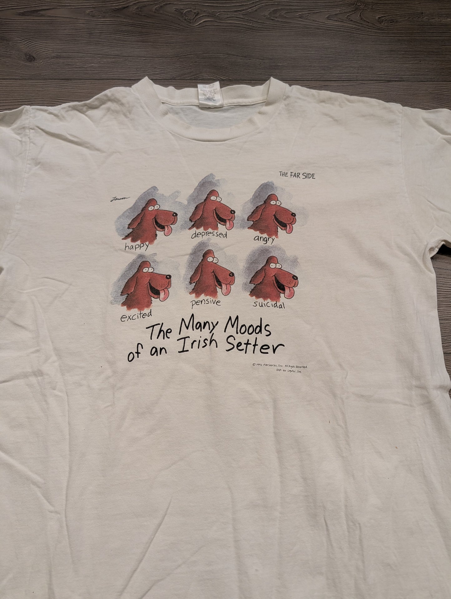 1992 The Far Side Many Moods of an Irish Setter T shirt