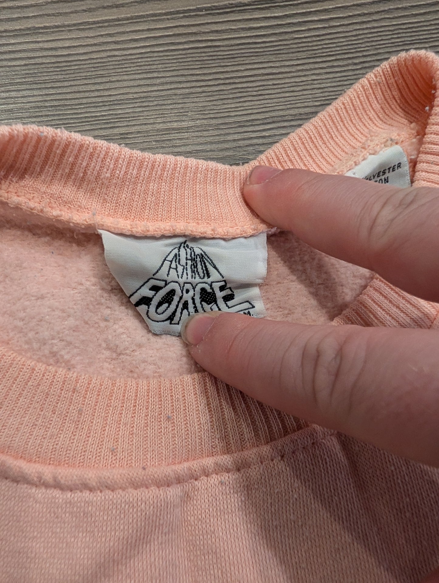 80's Pink V Shaped Knit Inlay Crewneck sweatshirt