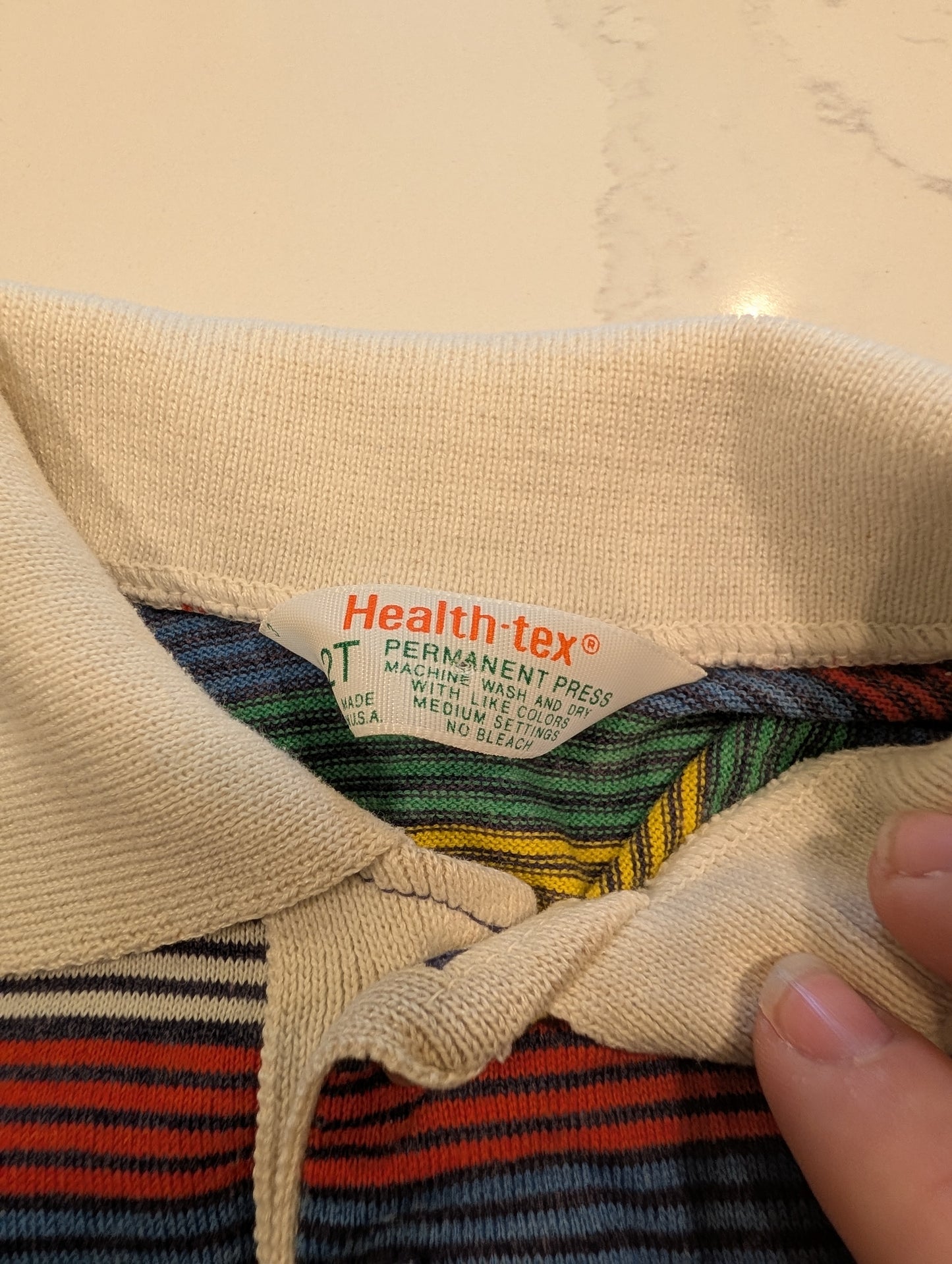 70s/ 80s Youth Multi Colored Striped Polo Shirt