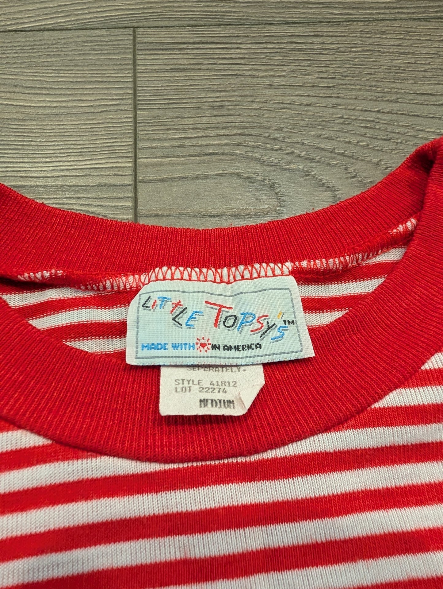 80s/90s Youth Red and White Striped Top