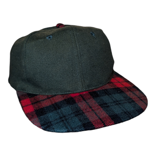 90s Plaid Flannel Brim Blank Snapback Hat