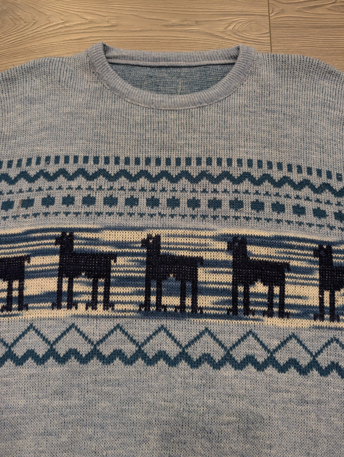 70s Alpaca Motif Knit Crewneck Sweater