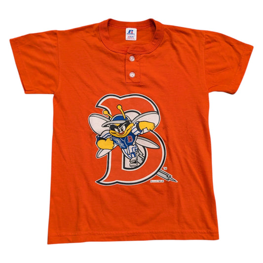 90s Youth Russell MILB Binghamton Mets 2 Button Baseball Jersey