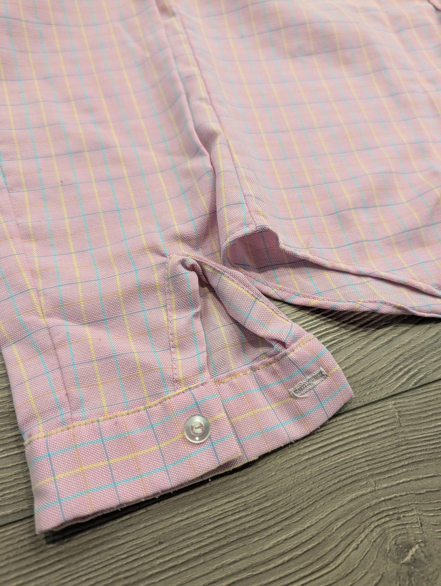 80s Misses Pink Plaid Button Up Shirt