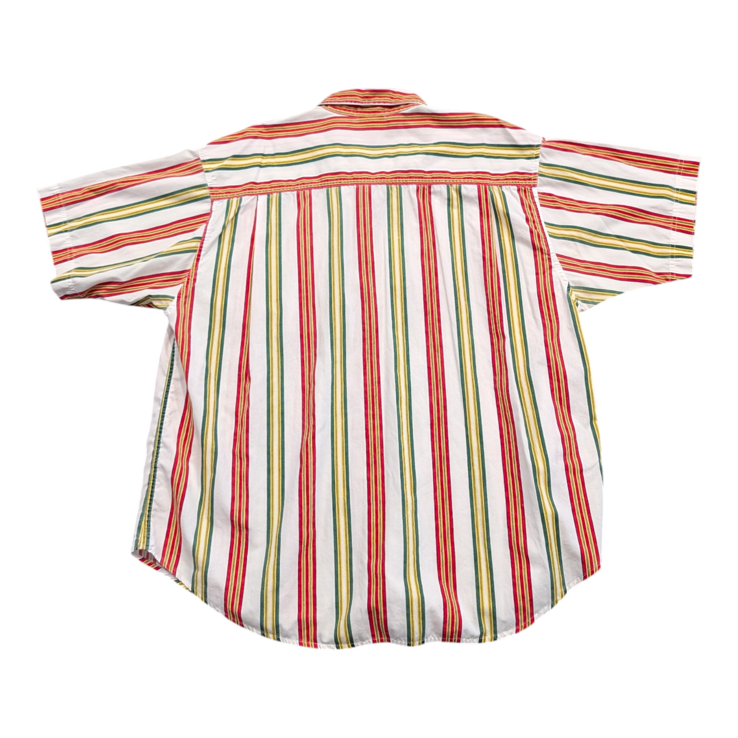 90's Vertical Striped Button Up Short Sleeve Shirt